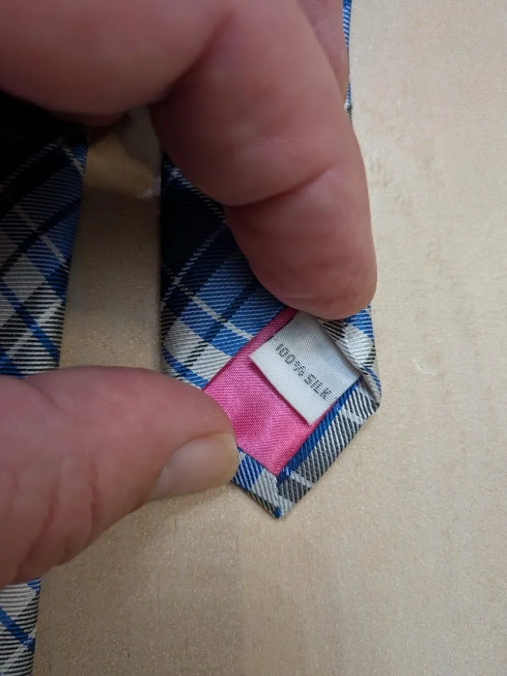 Lot of 2 Silk Neckties Isaac Mizrahi Plaid & Jos A Bank Bull Dog Pink Blue